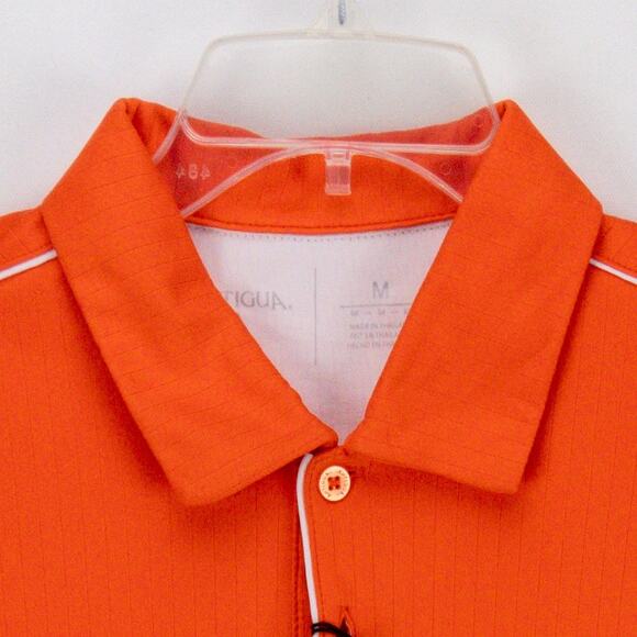 Orange Golf Polo White Contrast Men’s Medium Moisture Wicking Quick Dry Antigua - Picture 2 of 12